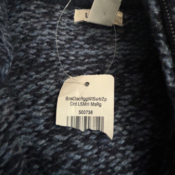 LL Bean Classic Ragg Lamb’s Wool Zip Up Sweater Small NWT Blue - Picture 8 of 9